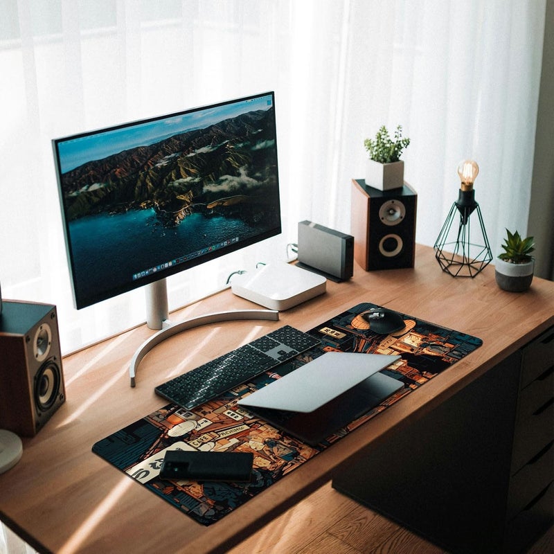 Mayflower Large Gaming Mouse Pad, Full Keyboard Mat, Long Laptop Mousepad, Computer Mouse Mat for Home and Office, Anti-Slip Rubber Base, 31.5 x 11.8 Inches (Japan Street) - Image 5